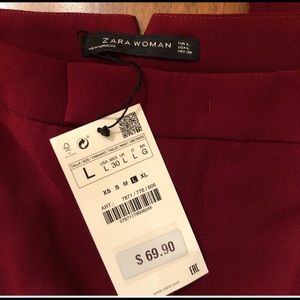 Zara wine color wide leg trousers